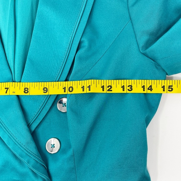 WHBM Teal 3/4 Sleeve Classic Lined Blazer Size 00 - Picture 7 of 12